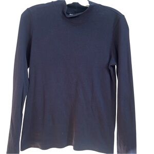 Karen Scott Mock Turtleneck Navy Blue Sz M Cotton